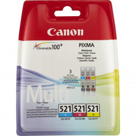 Canon CLI-521C/M/Y Bundelverpakking (Cyan/Magenta/Yellow)