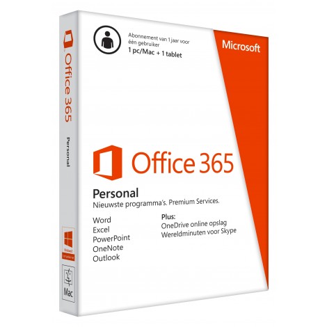 Microsoft Office 365 Personal (Abonnement voor 1 jaar, 1 pc & 1 tablet)